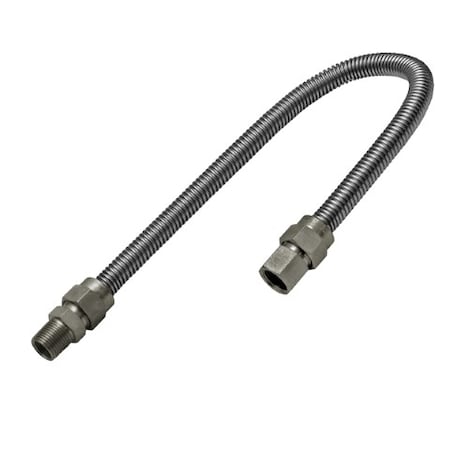 Flextron Gas Line Hose 3/8'' O.D. x 36'' Length 1/2" FIP x MIP Fittings, Stainless Steel Flexible Connector FTGC-SS14-36C